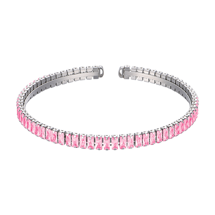 WOMEN'S BRACELET IN STEEL WITH PINK CRYSTALS