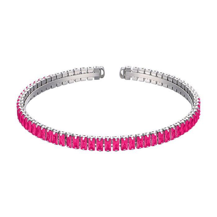 WOMEN'S STEEL BRACELET WITH FUCHSIA CRYSTALS