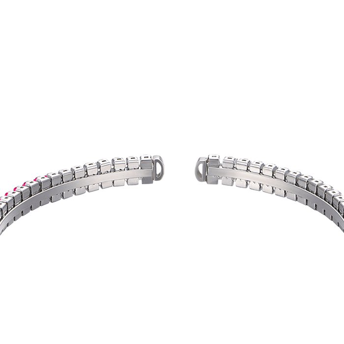 BRACCIALE DONNA IN ACCIAIO CON CRISTALLI FUCSIA