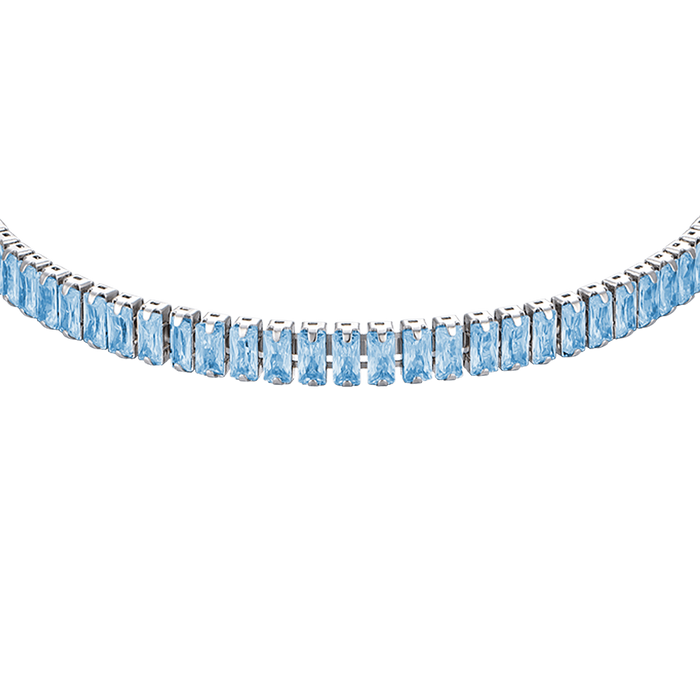 BRACCIALE DONNA IN ACCIAIO CON CRISTALLI AZZURRI