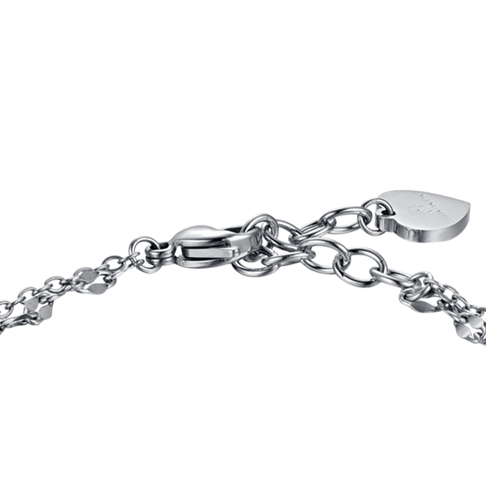 BRACCIALE DONNA MULTIFILO IN ACCIAIO CON CUORI TRAFORATI E CRISTALLI BIANCHI