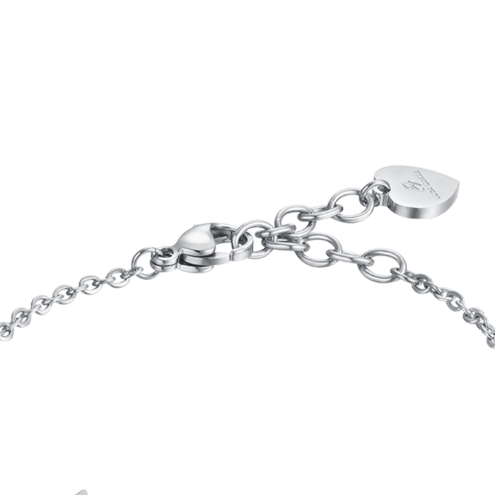 BRACCIALE DONNA IN ACCIAIO CON STELLE TRAFORATE E CRISTALLI BIANCHI