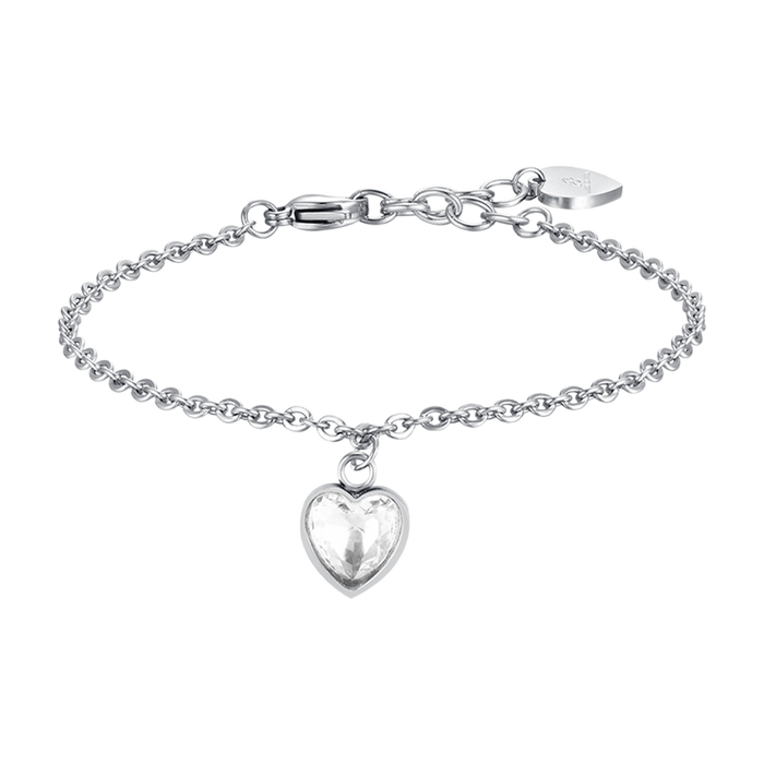 WOMEN'S BRACELET IN STEEL WITH HEART WHITE LIGHT POINT