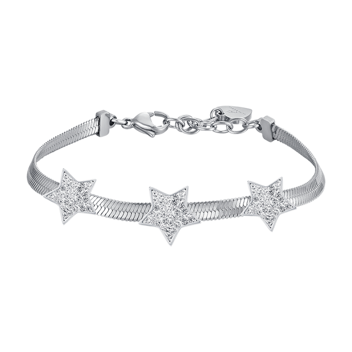 WOMEN'S SNAKE BRACELET IN STEEL WITH STARS WITH WHITE CRYSTALS