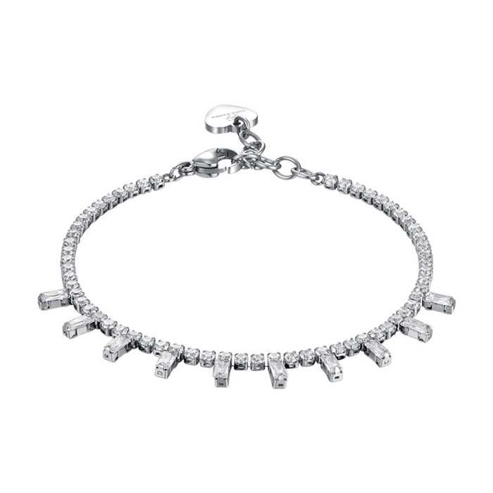 BRACCIALE DONNA IN ACCIAIO CON CRISTALLI BIANCHI