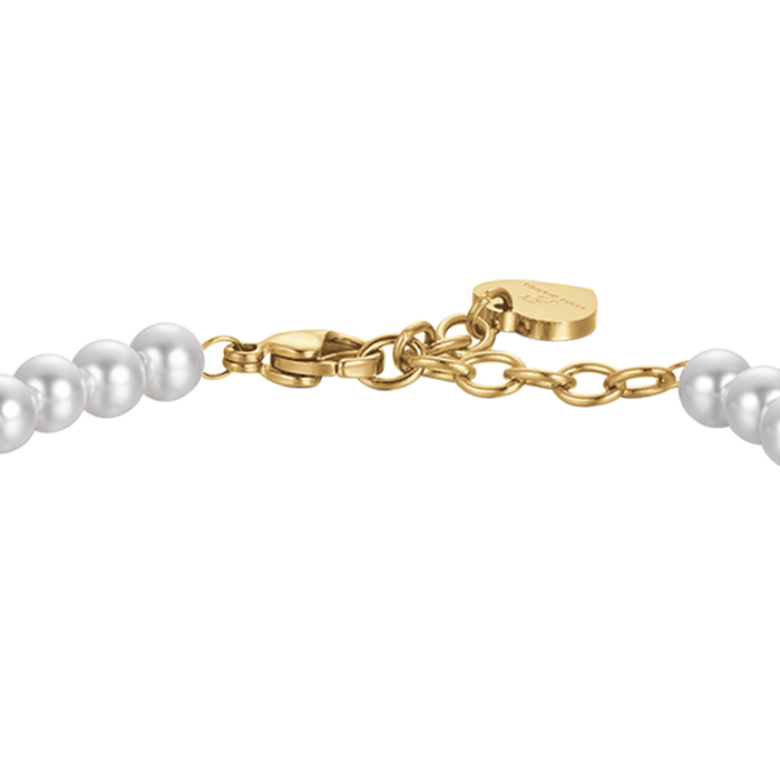 BRACELET FEMME EN ACIER DORÉ IP AVEC PERLES ET ÉLÉMENTS EN ACIER