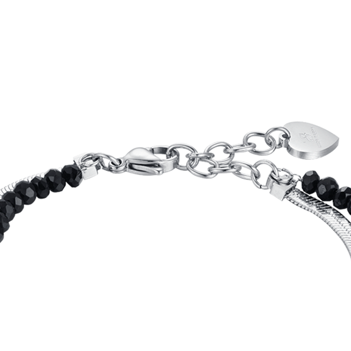 BRACELET FEMME MULTI-SOUCHE EN ACIER AVEC CRISTAUX NOIRS ET ÉTOILES