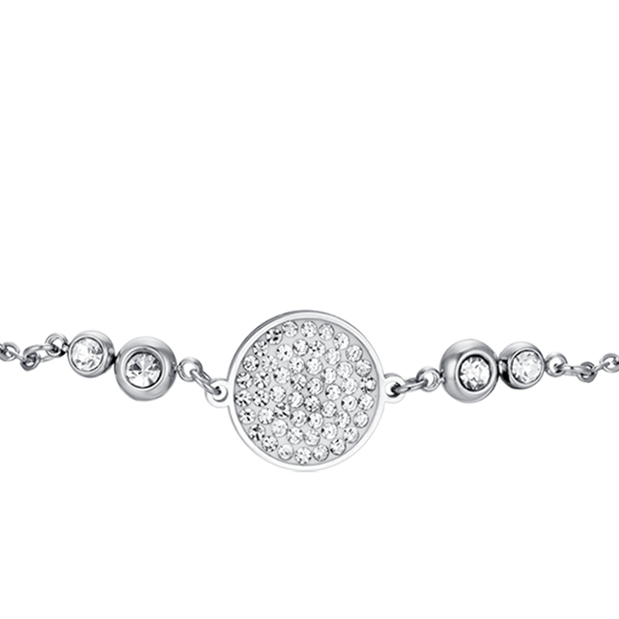 BRACELET EN ACIER POUR FEMME AVEC ÉLÉMENT EN CRISTAL BLANC