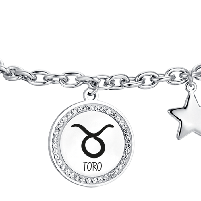 BRACELET ACIER FEMME SIGNE DU ZODIAQUE TAUREAU PLAQUE