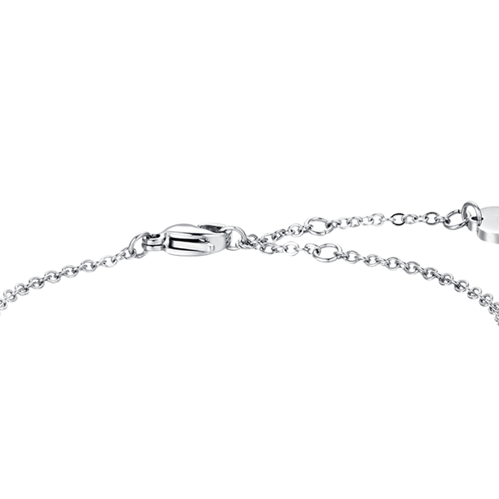 BRACELET FEMME EN ACIER AVEC ÉLÉMENT EN CRISTAL AIGUE-MARINE ET CRISTAUX BLANCS