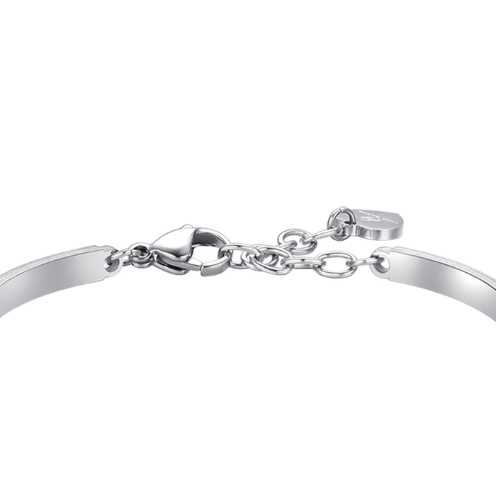 BRACELET FEMME EN ACIER AVEC ÉLÉMENT EN CRISTAL AIGUE-MARINE ET CRISTAUX BLANCS