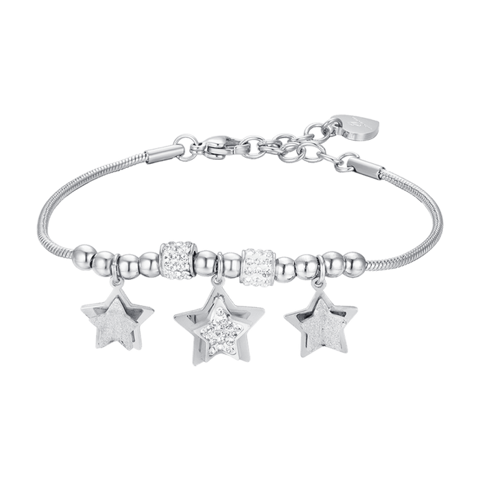 BRACELET FEMME EN ACIER ÉTOILES AVEC CRISTAUX BLANCS
