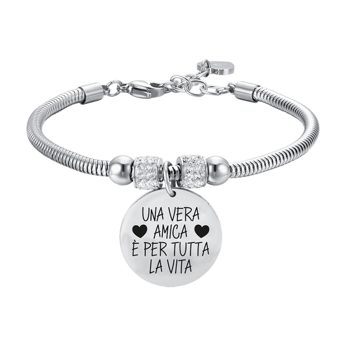BRACELET EN ACIER POUR FEMME UN VRAI AMI EST POUR LA VIE