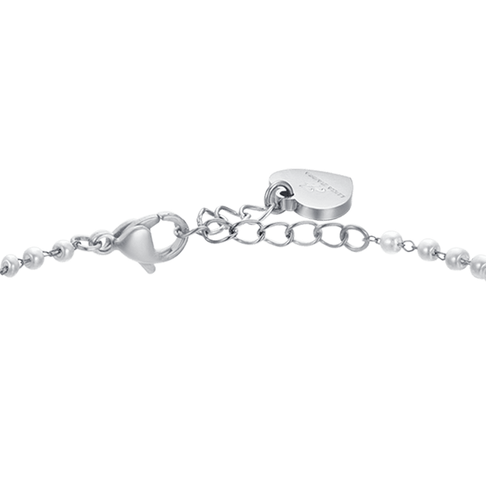 BRACCIALE DONNA IN ACCIAIO PERLE CON CUORI