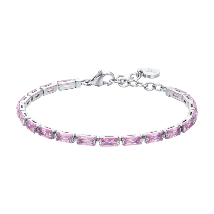 BRACELET DE TENNIS FEMME AVEC ZIRCONE BAGUETTE ROSE