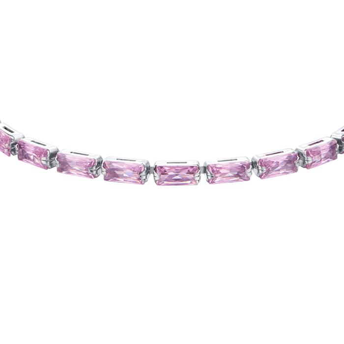 BRACELET DE TENNIS FEMME AVEC ZIRCONE BAGUETTE ROSE