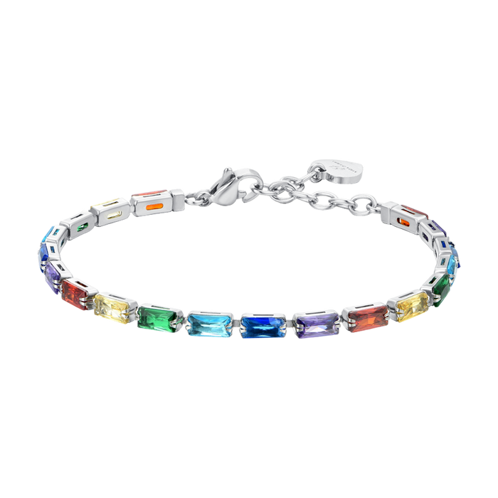 BRACELET DE TENNIS FEMME AVEC ZIRCONE BAGUETTE MULTICOLORE