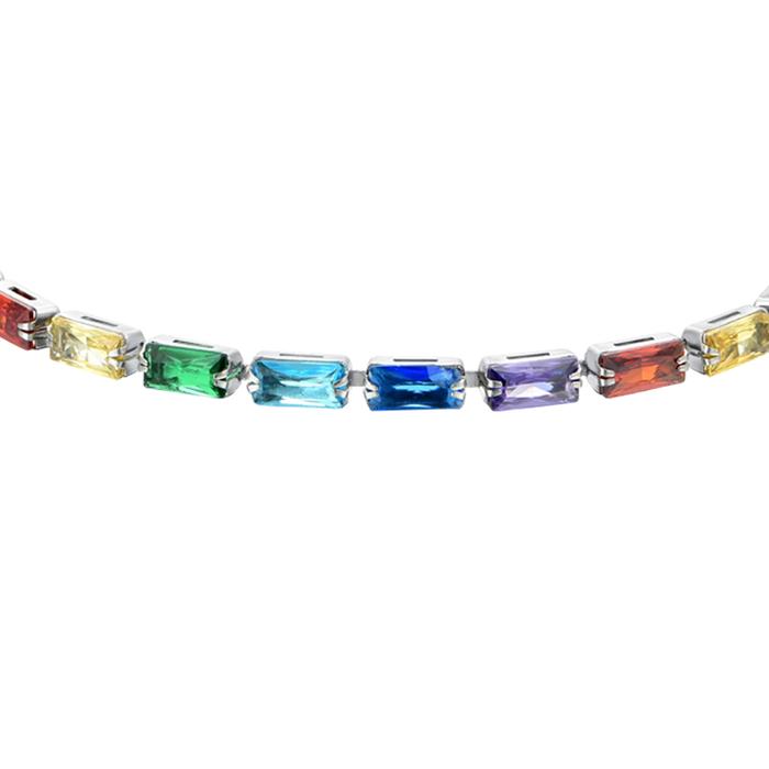 BRACELET DE TENNIS FEMME AVEC ZIRCONE BAGUETTE MULTICOLORE