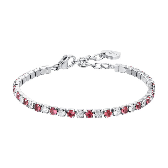 WOMEN'S TENNIS BRACELET WITH RED AND WHITE CRYSTALS