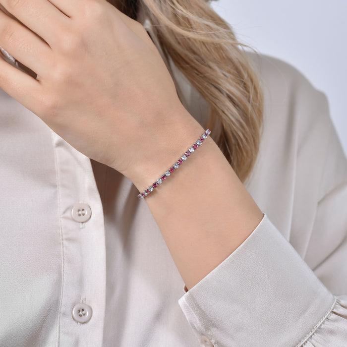 WOMEN'S TENNIS BRACELET WITH RED AND WHITE CRYSTALS