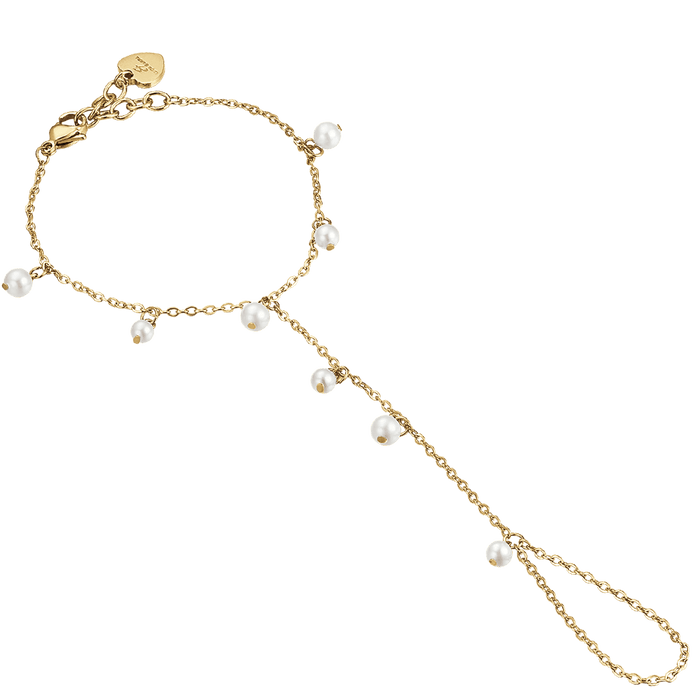 BRACCIALE BACIAMANO DONNA IN ACCIAIO CON PERLE BIANCHE