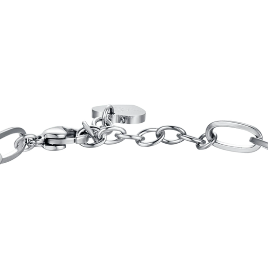 WOMEN'S BRACELET IN STEEL WITH HEART CIRCLE AND WHITE CRYSTALS