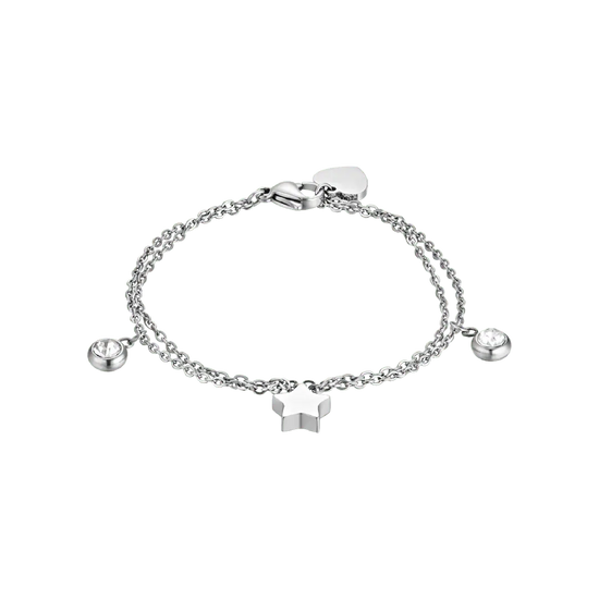 WOMEN'S STEEL BRACELET WITH STAR AND WHITE CRYSTAL