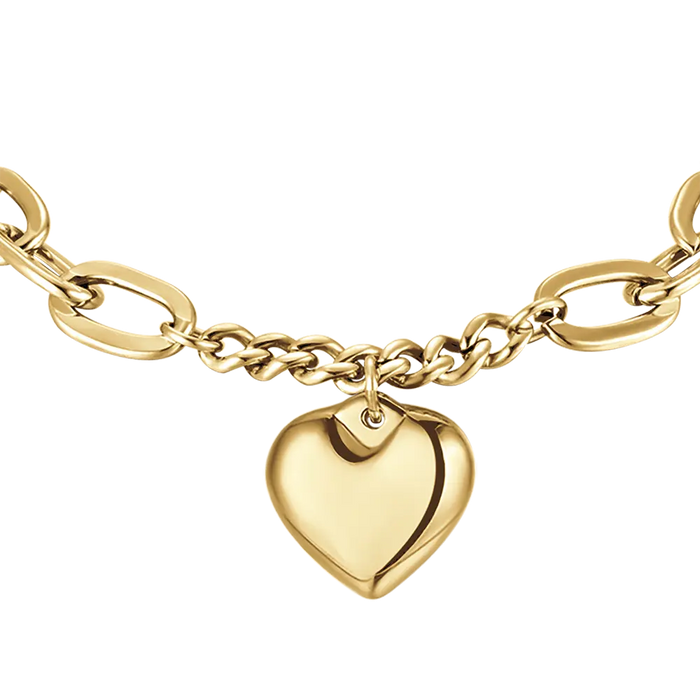 BRACCIALE DONNA IN ACCIAIO DORATO CON CUORE PIENO