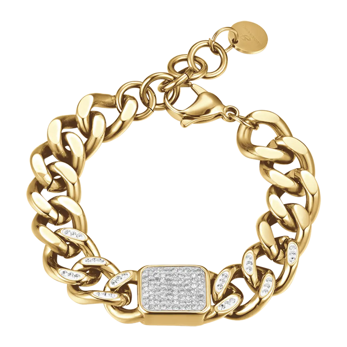 BRACELET FEMME EN ACIER DORÉ ET CRISTAUX BLANCS