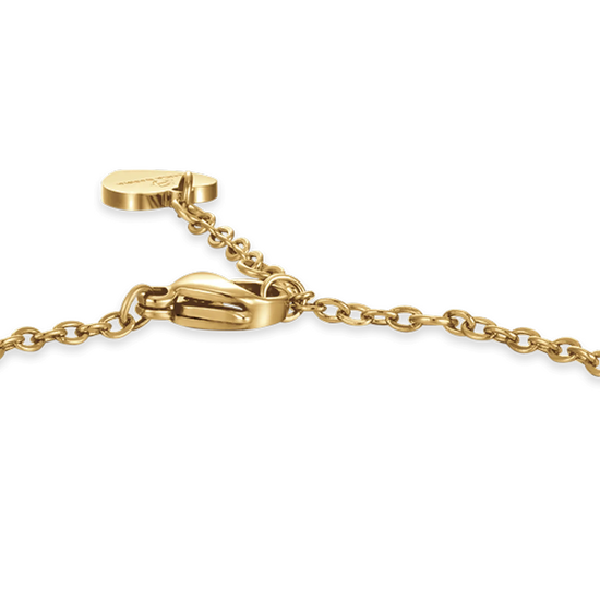 WOMEN'S BRACELET IN IP GOLD STEEL WITH HEART AND WHITE CRYSTALS AND ELEMENT