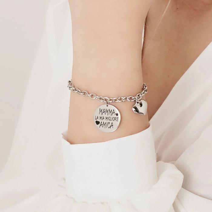 BRACELET ACIER FEMME MAMAN TU ES MA MEILLEURE AMIE