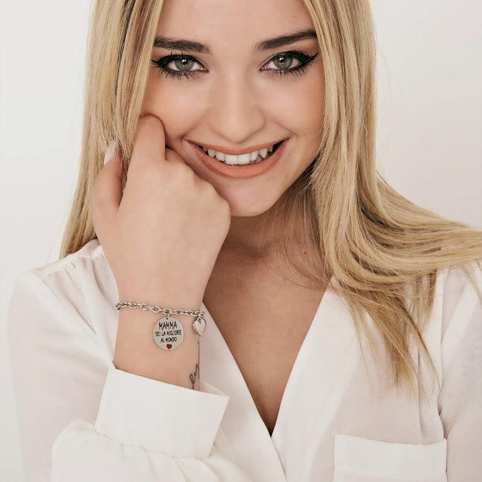 BRACELET ACIER FEMME MAMAN TU ES LA MEILLEURE DU MONDE