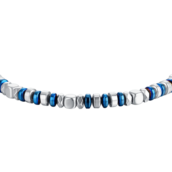 MEN'S BRACELET IN STEEL WITH BLUE HEMATITE AND SILVER