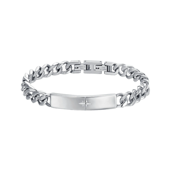 MEN'S STEEL BRACELET WITH WIND ROSE PLATE