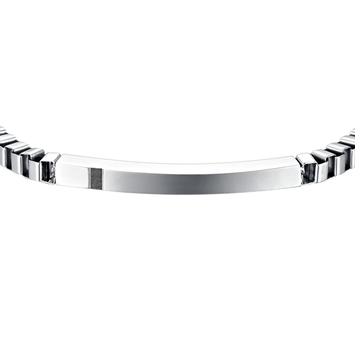 BRACCIALE UOMO IN ACCIAIO CON PIASTRA E CRISTALLI NERI