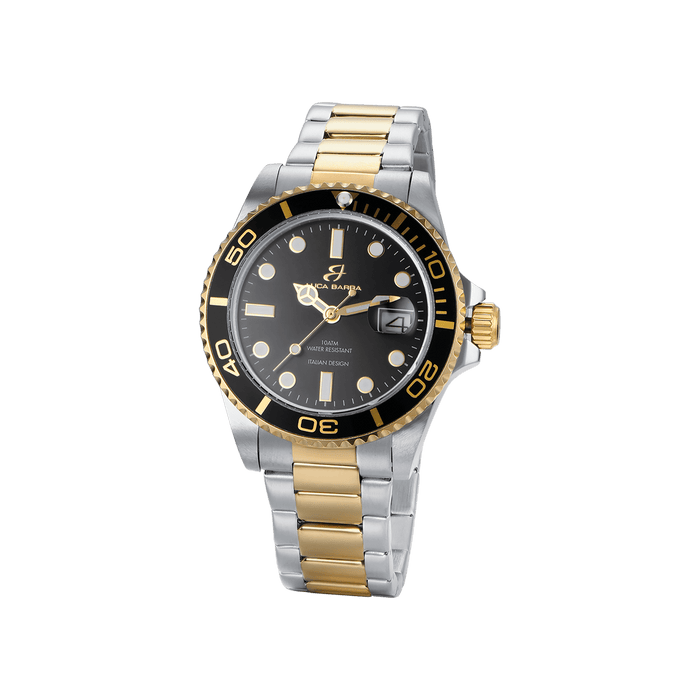 MONTRE HOMME AVEC BOÎTIER EN ACIER LUNETTE NOIRE