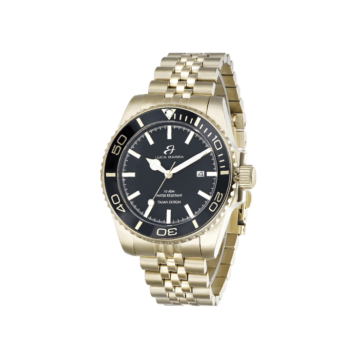 WATCH WITH IP GOLD STEEL CASE BLACK DIAL