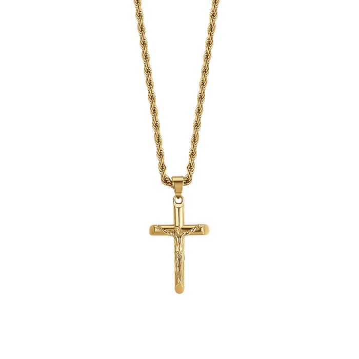 COLLANA UOMO IN ACCIAIO CON CROCIFISSO
