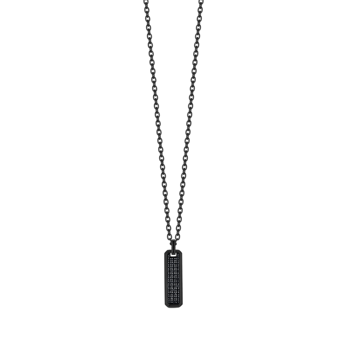 MEN'S NECKLACE IN BLACK IP STEEL WITH BLACK CRYSTAL ELEMENT