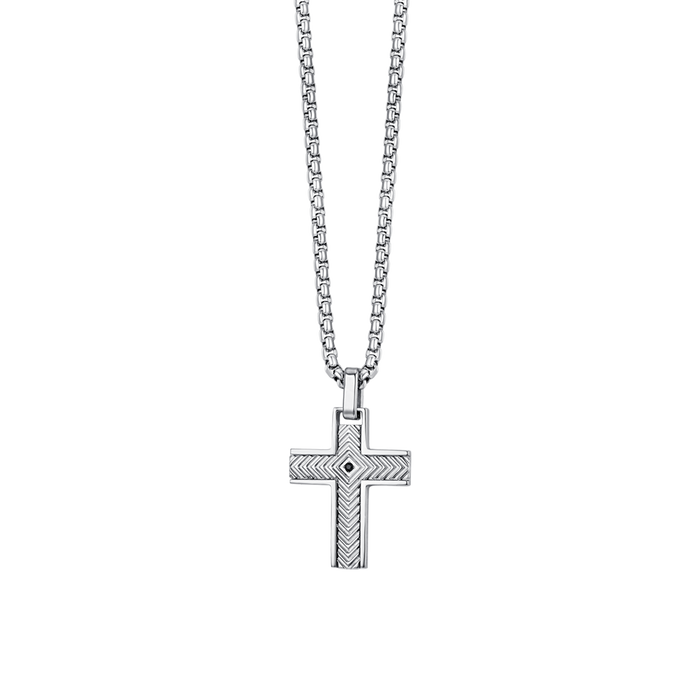 COLLIER HOMME EN ACIER AVEC CROIX