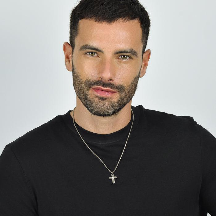 COLLIER HOMME EN ACIER AVEC CROIX