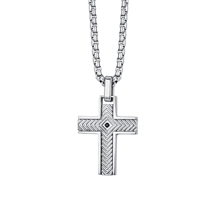 COLLIER HOMME EN ACIER AVEC CROIX