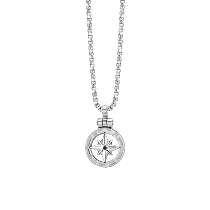 COLLIER EN ACIER POUR HOMME AVEC ROSE DES VENTS