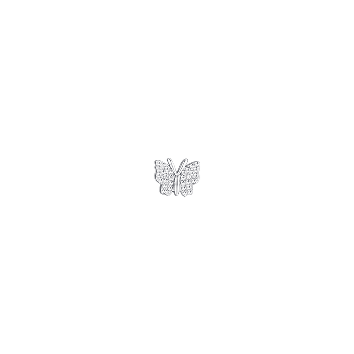 CHARM PAPILLON EN ACIER AVEC CRISTAUX BLANCS