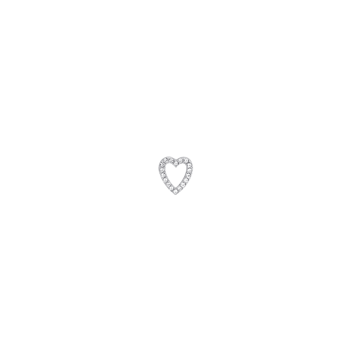 HEART CHARM IN STEEL WITH WHITE CRYSTALS