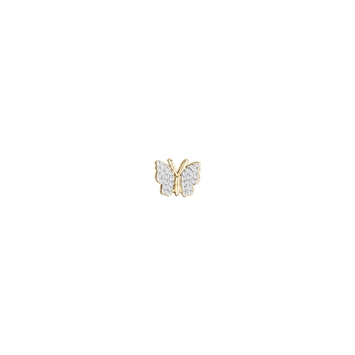 BUTTERFLY CHARM IN IP GOLD STEEL WITH WHITE CRYSTALS