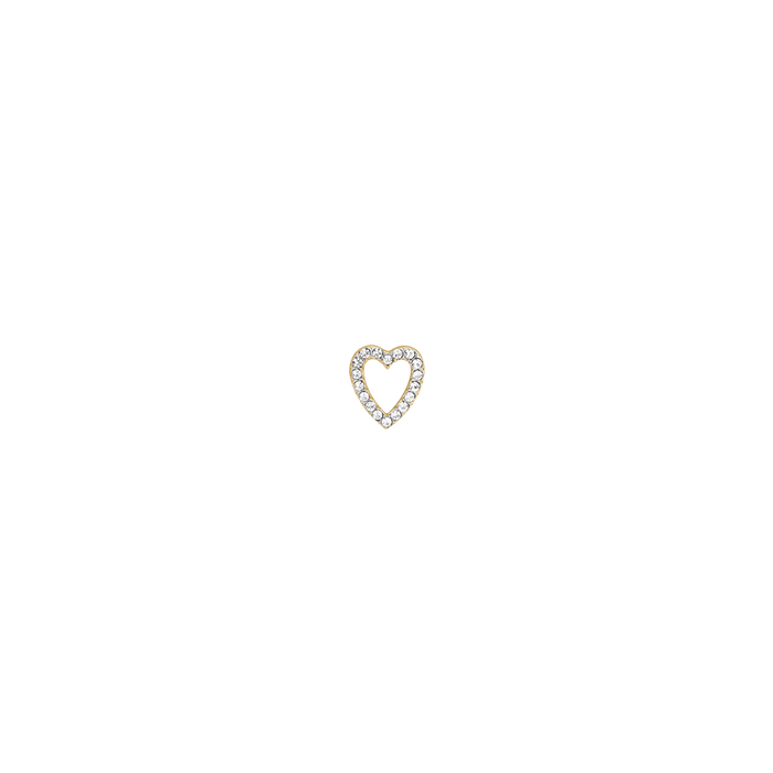 CHARM COEUR EN ACIER DORÉ IP AVEC CRISTAUX BLANCS