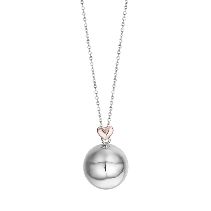 Collier ange appeleur en acier, pendentif en métal avec cœur rose