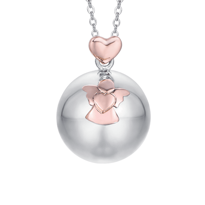 COLLIER EN ACIER POUR FEMME PENDENTIF EN MÉTAL AVEC ANGE ET COEUR