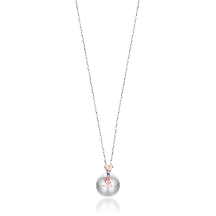 COLLIER EN ACIER POUR FEMME PENDENTIF EN MÉTAL AVEC ANGE ET COEUR